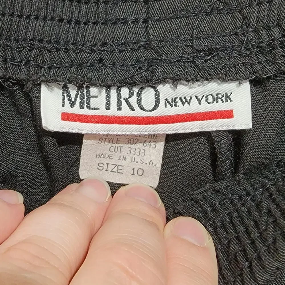 Metro New York Womens VTG Black Elastic Waist Aline Skirt Size 10